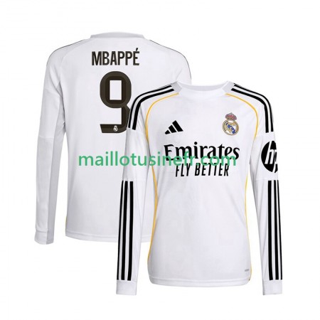 Maillot de Foot Real Madrid Kylian Mbappé 9 Domicile 2025-26 Manches Longues